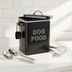 Dog Food Storage Container Farmhouse Pet Food Storage Containers with Lid and Scoop, Perfect Vintage Canister Treats Tin for Kitchen Countertop, Shelf, Great Gift for Pet Owners - Dog Food - Black
