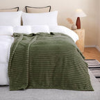 Olive Green Fleece Throw Blanket 60”×80” for Couch Sofa Livingroom - Image 4