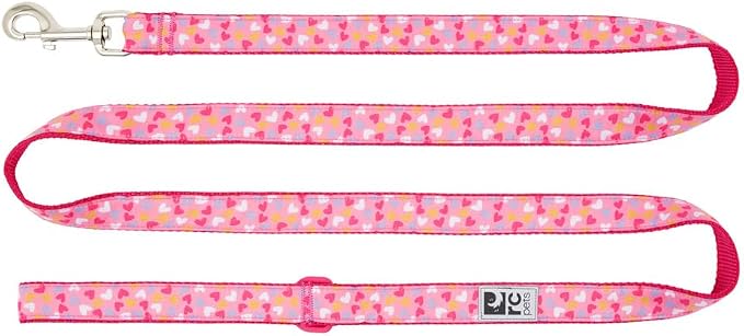RC Pets Dog Leash | 6ft Leash with Durable Grip, Reflective Label & Accessory Ring | 1-Inch Wide, Soft Webbing | Lil Heart