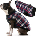 Gooby Fashion Vest Check Dog Jacket - White Check, Medium - Warm Zip Up Bomber Vest Dual D Ring Leash - Winter Water Resistant Sweater - Clothes for Small or Medium Dogs Dogs