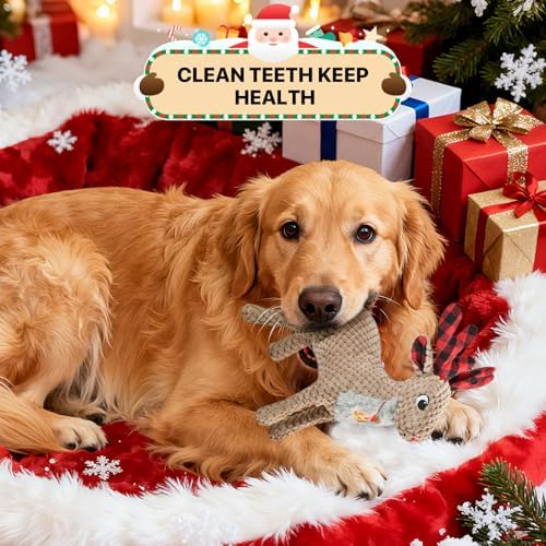 Christmas Dog Toys - Squeaky Plush Stuffed Animals for Puppies & Dogs, Interactive Holiday Pet Toys for Training & Reducing Boredom, Perfect Dog Birthday Gifts for Small, Medium & Large Breeds - Image 4