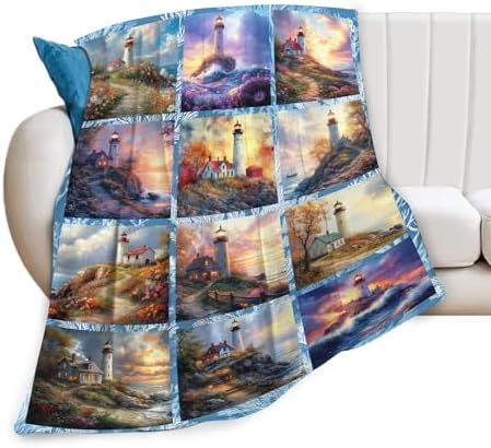 Lighthouse Blanket for Girls Women Boys Men Adults Kids Soft Cozy Fleece Nautical Throw Blankets Gifts Warm Flannel Plush Lightweight Decor for Couch Bed Sofa 50"X40" - Image 2
