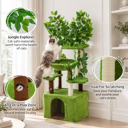 Woochpet 60"Large Cat Tree with Scratching Post,Tall Cat Tower with Hammock - Image 2