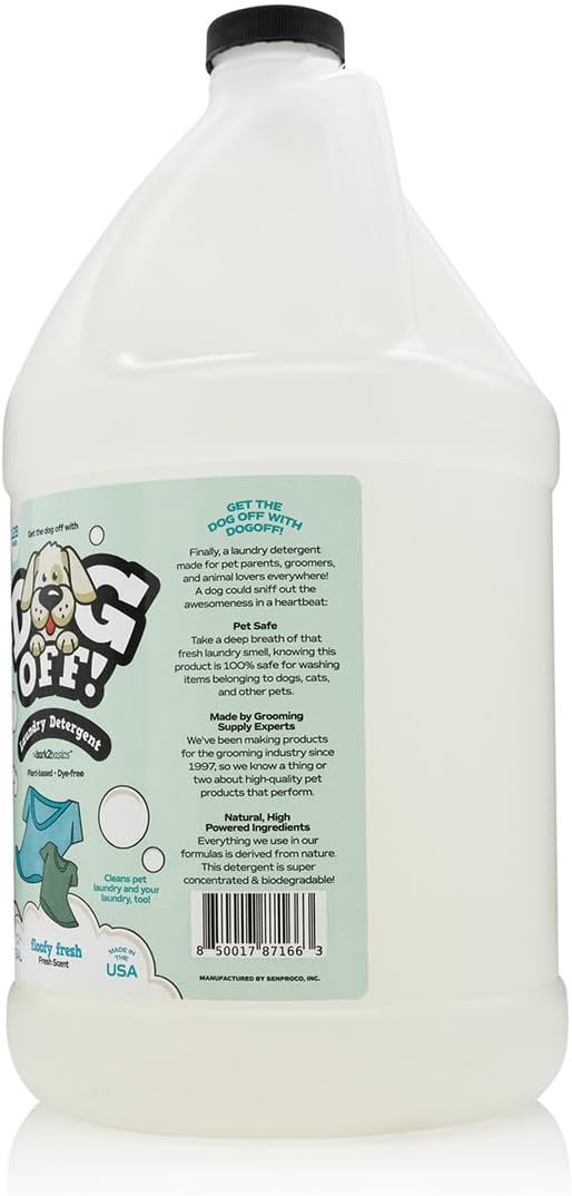 Bark2Basics Dog-Off Pet Laundry Detergent, Odor and Stain Remover, 1 Gallon | 128 Loads, Removes Pet Odor and Stains from Clothes, Towels and Bedding, Ideal for Grooming Salons, Kennels and Vet Clinics