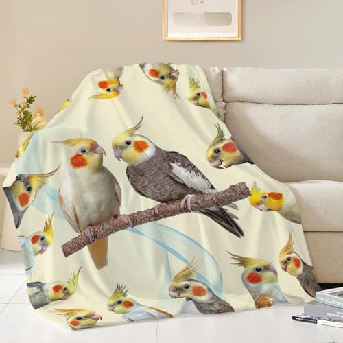 Parrot Bird Throw Blanket Cute Cockatiel Stuff Gifts for Kids Girls Boys Adults Women Men Soft Cozy Warm Plush Fluffy Fuzzy Fleece Blanket Decor 40''X50'' - Image 2
