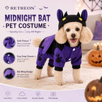 Dog Halloween Clothes, Fleece Bat Costume,Four-Leg Snap Jumpsuit,L - Image 3