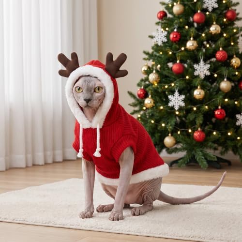 Huhumy 2 Pcs Dog Christmas Sweater with Hat, Knitted Pet Clothes, M - Image 6