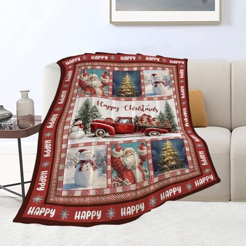 Christmas Santa Claus Blanket Christmas Pleasant Car Tree Throw Blankets Gifts for Girls Boys Kids Soft Cozy Fleece Plush for Couch Sofa Bed 60"x50" - Image 2