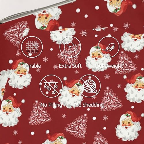 Xmas Santa Claus Blankets, Christmas Soft Anti Pilling Red Throw Blanket, Winter Snowflake Tree Decorative Lightweight Flannel Blanket, 40x50 Inches Sofa Fleece Blanket for Girl Children - Image 3