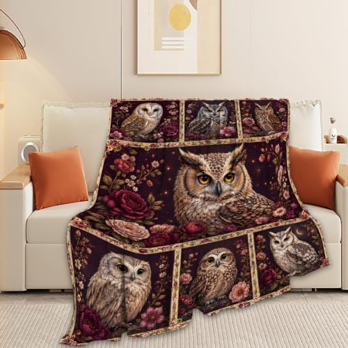 Owl Throw Blanket Gothic Floral Bird Gifts 50''X60'' - Image 4