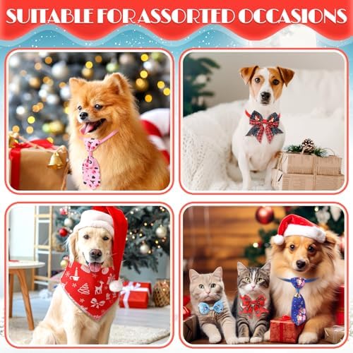Reginary 120 Pcs Christmas Dog Bandanas Bulk Dog Bows Set Bow Ties Cat Scarf Colorful Washable Triangle Pet Kerchief Cute Bib for Summer Small Medium Large Pets Grooming Accessories Costume - Image 5