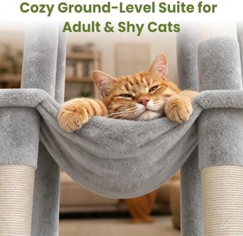 Cat Tree Tower for Indoor Large Adult Cats, 73in Tall Heavy Duty with Perch - Image 5