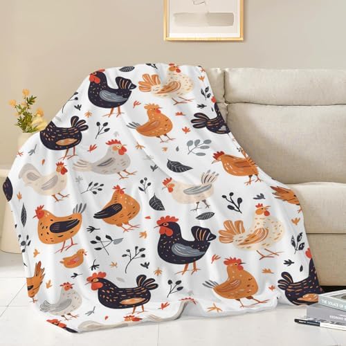 Chicken Blanket Rooster Chicken Throw Blanket Gifts for Kids Girls Boys Adults Women Man Super Soft Cozy Plush Fluffy Fuzzy Fleece Blanket Decor 60''X80'' - Image 4