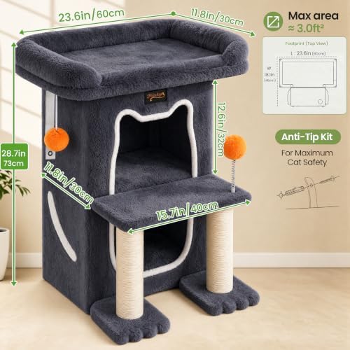 Small Cat Tree Tower Scratching Post for Indoor Cats Large Adult - Image 5