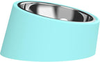 15° Tilted Dog Bowl for Small Dogs Flat-Faced Breeds - Anti-Choke Ergonomic Elevated Feeder Non-Slip Base - 2-in-1 Detachable Stainless Steel Food & Water Bowls - Calm Blue Cool & Clean - (Ｍ, Blue)