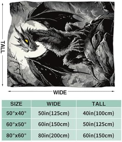 Black Dragon Blanket for Girls Women Boys Men Adults Kids Soft Cozy Fleece Cool Dragon Lovers Throw Blankets Gifts Warm Flannel Plush Lightweight Decor for Couch Bed Sofa 60"X50" - Image 7