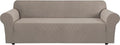 H.VERSAILTEX Stretch Couch Covers for Sofa 1 Piece Slipcovers for Couches and Sofas 3 Seater Couch Cover Feature Thick Checked Jacquard Fabric with Elastic Bottom(Large Sofa 90"-100" Wide, Taupe)