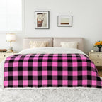 Touchat Sherpa Plaid Twin Blanket 60" X 70", Fuzzy Fluffy Soft Cozy Throw Blanket, Twin Size Plush Fleece Flannel Plush Microfiber Blanket for Couch Bed Sofa (Rosepink) - Image 4