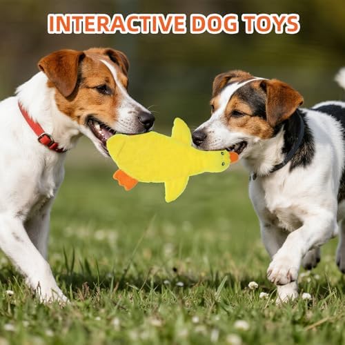 PAWCHIE Squeaky Dog Toys for Small Medium Large Dogs, No Stuffing Crinkle Puppy Toy,Soft Pet Plush Teething Toys 2 Pcs Mess-Free Interactive Chew Toy for Boredom Best Birthday Gift, Yellow & Wild Duck - Image 6