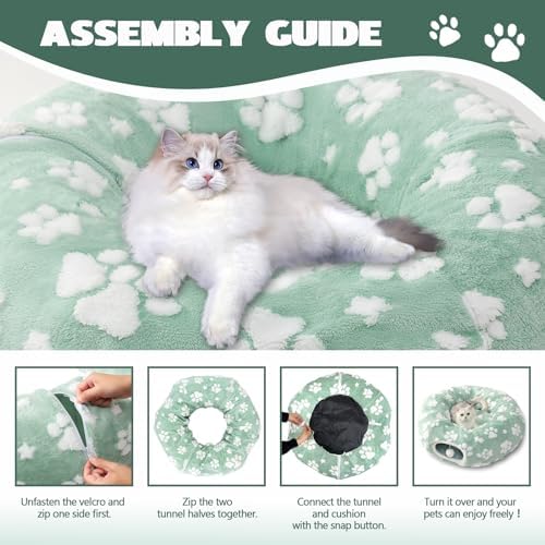 Cute Round Cat Tunnel for Indoor Cats, Green - Image 7