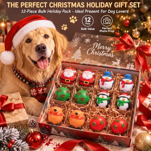 12 Pcs Christmas Latex Squeaky Dog Toy, Soft Rubber Dog Chew Toy - Image 6