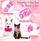 50 Pcs Flower Dog Bows Pink Collar Puppy Bows, Pink and Rose Red - Image 2