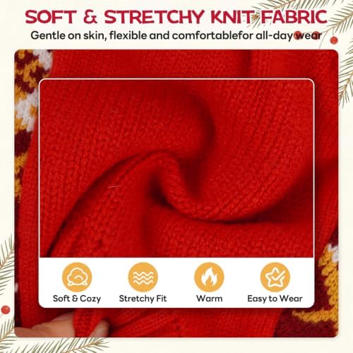 DENTRUN Winter Cat Knit Sweater, Red-Green Warm Clothes for Kitten Outfit - Image 3