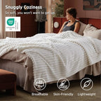 Bedsure Soft Cozy Cal King Size Blanket for Bed Off White 102"x96" - Image 3