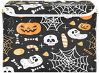 Bolaz Storage Bins with Lids and Handles,Halloween Seamless Pumpkins Spider Web Storage Box Basket with Cover Collapsible Organizer Containers for Home Closet, Shelves - Image 2