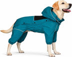 LOVELONGLONG Waterproof Dog Raincoat with Removable Hood – Outdoor Full Body Dog Jacket, Windproof Snowproof Shell Suit – All Season Pet Rain Gear Ocean Teal XL