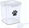 4L Dog Food Storage Container,Airtight Pet Food Storage Containers with Buckle-Lock Lids & Spoon,Plastic Cat Food Bin BPA Free,Dog Treat Container for Dog, Cat, Bird Seed - Bright White