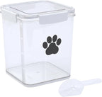 4L Dog Food Storage Container,Airtight Pet Food Storage Containers with Buckle-Lock Lids & Spoon,Plastic Cat Food Bin BPA Free,Dog Treat Container for Dog, Cat, Bird Seed - Bright White