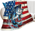 Bass Fish Blanket American Flag Fishing Throw Stuff Gifts 80"x60" by Unknown