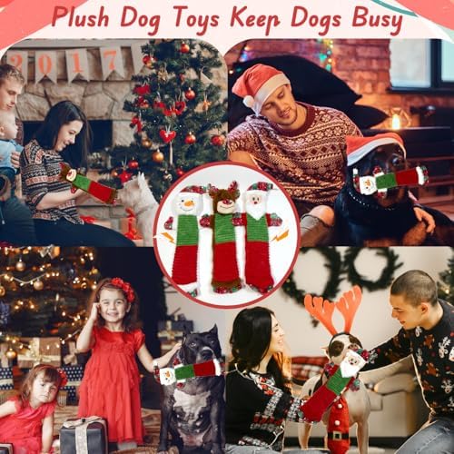 3PCS Christmas Dog Squeaky Toys, Interactive Plush with Crinkle - Image 6