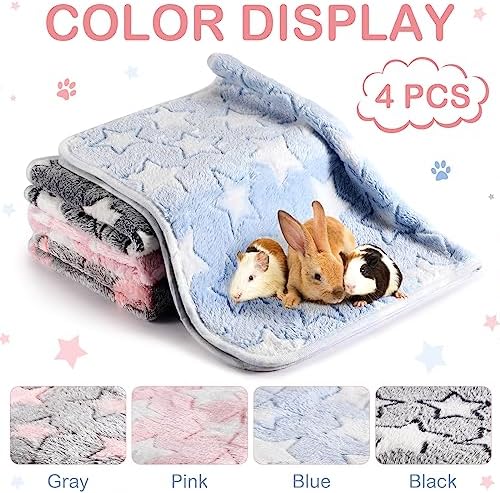 Reginary 4 Pcs Guinea Pig Fleece Cage Liners, Cute Star, 12 x 12 Inch - Image 6