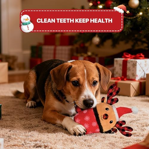Christmas Dog Toys with Squeaker for Large Breed Interactive Dog Chew Toys for Puppies Small and Large Dogs Reindeer Squeaky Dog Training and Reduce Boredom (Cup Elk - Image 4