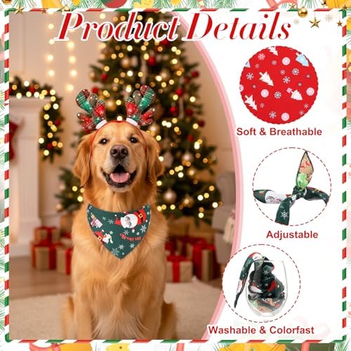 12 Pcs Christmas Pet Headband Bandana, Reindeer Headband - Image 6