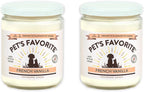 Pet's Favorite French Vanilla Candles for Home, Clean Burning, Long Lasting Pet Friendly Candles with a Natural Fiber Wick and 70 Hour Burn TIme, Pack of 2