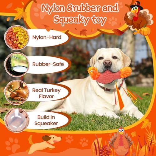 WinTour Tough Dog Toys for Aggressive Chewers, Dog Chew Toys for Large Dogs, Turkey Indestructible Squeaky Dogs Toy to Keep Them Busy - Image 2