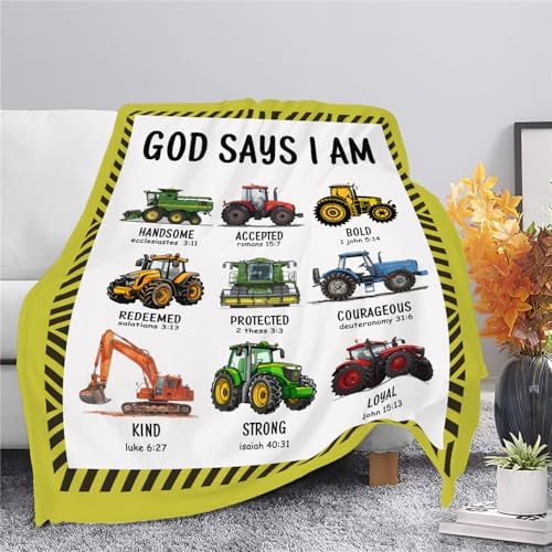 Tractor Throw Blanket Farm Tractor Stuff Gifts for Kids Girls Boys Adults Women Man Soft Cozy Warm Plush Fluffy Fuzzy Fleece Blanket Decor 60''X80'' - Image 6