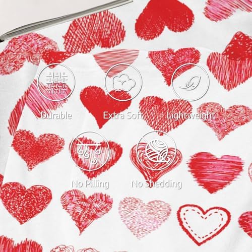 Valentine's Day Love Hearts Throw Blanket, Soft Lightweight Flannel Blanket, Wedding Anniversary Birthday Gifts for Girlfriend Wife, Anti-Pilling Blankets for Bed Sofa Couch Chair, 60 x 80 Inch - Image 3