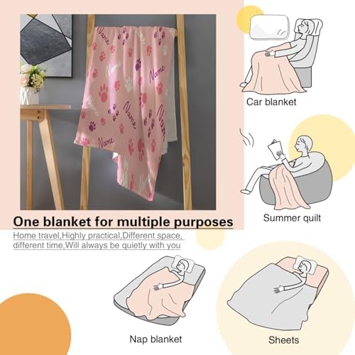 Personalized Puppy Name Blanket, Custom Dog Paw Name Truck Blankets, Gift for Girls Personalized Puppy Name Lover, 40"x50" Soft Lightweight Plush Throw Blanket for Couch Bed Sofa Decoration - Image 6