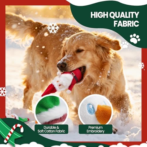 Nocciola Christmas Squeaky Dog Toys 4PCS, Interactive Hide and Seek Dog Toys Christmas Theme- Santa/Snowman/Elf in Cannon Toys Plush, Crinkle Dog Chew Toys for Large Medium Small Dogs - Image 5