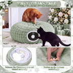 Christmas Tree Cat Tunnel 36 in Donut Bed, Green, Bubble Fleece, Fluffy - Image 5