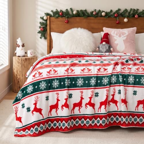 Gogreen Cozy Blanket Printed Throw Christmas Blanket - 300 GSM Fleece Blanket Throw Size for Home Decoration, Ultra Soft Blanket (Throw - 50" x 60") - E - Image 3