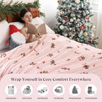 Pink Gingerbread Twin Size Throw Blanket for Bed, Soft Cute Fuzzy Christmas Fleece Blankets, Room Home Decor Gifts for Women Girls, 60x80 Inches - Image 5