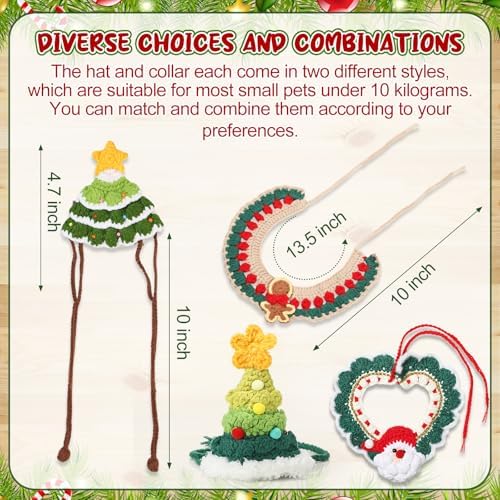 Geyoga 4 Pcs Pet Christmas Costume Suit Gift for Cat Dog, Cute Design - Image 2