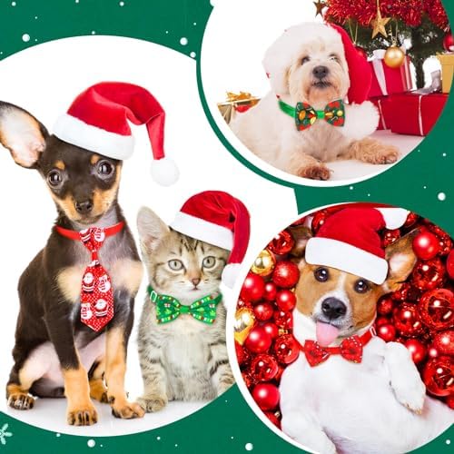 Chunful 150 Pcs Adjustable Christmas Dog Bow Ties & Neckties, Santa Claus - Image 5