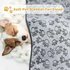 LOKOZ 1 Pack 2 Blankets Soft Fleece Dog Blankets for Medium Dogs, Washable Flannel Pet Blanket for Dog Puppy Cat Kitten, Grey Paw Print Cozy Throw for Indoor Couch Bed Furniture, 32"x40" - Image 5
