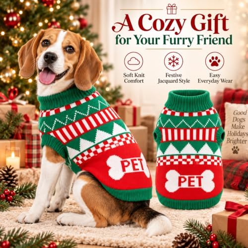 Dog Sweater for Medium Dogs Girl Boy Winter, Dog Clothes, Green, L - Image 7
